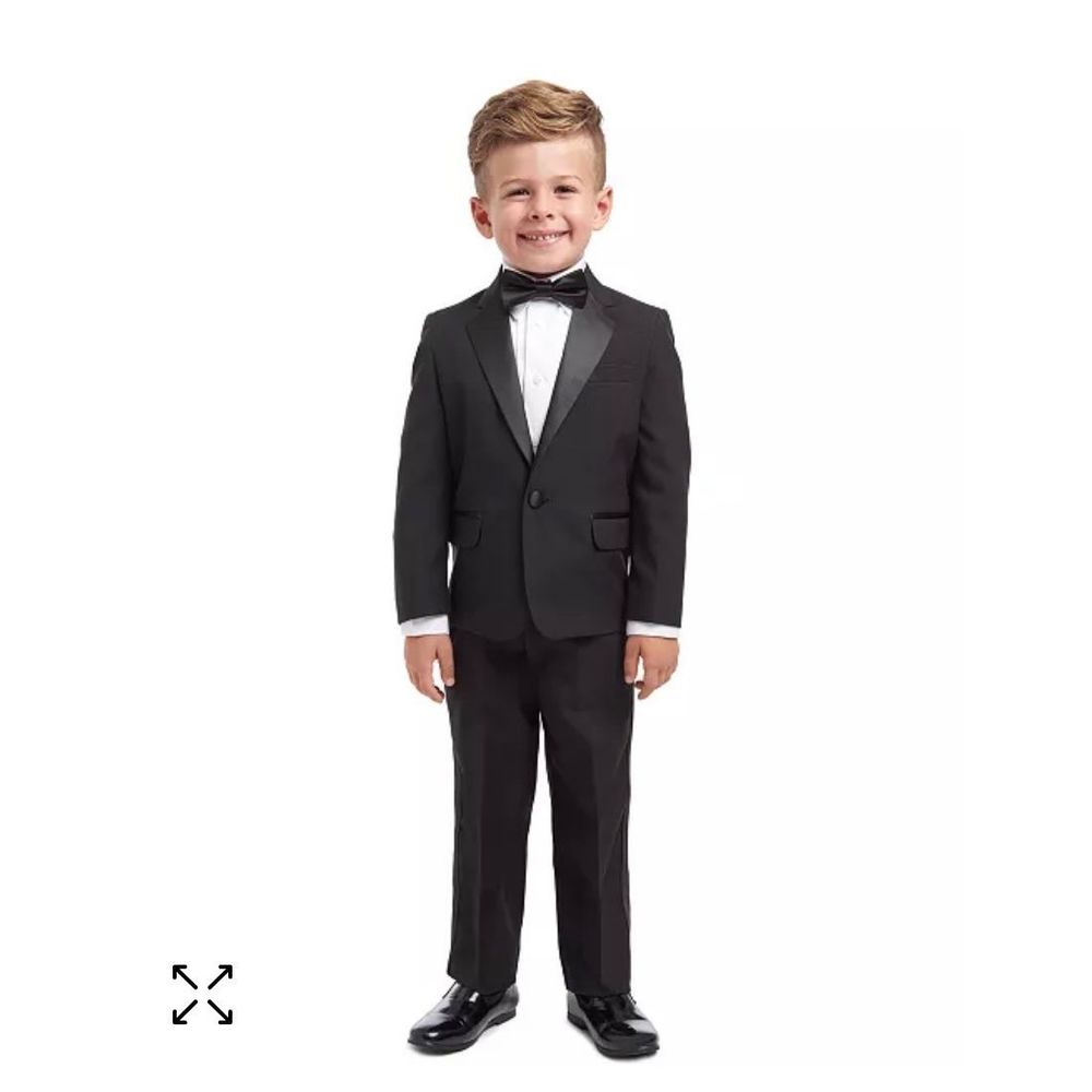 Nautica Boys Black Tuxedo Set with White Shirt and Black Bow Tie